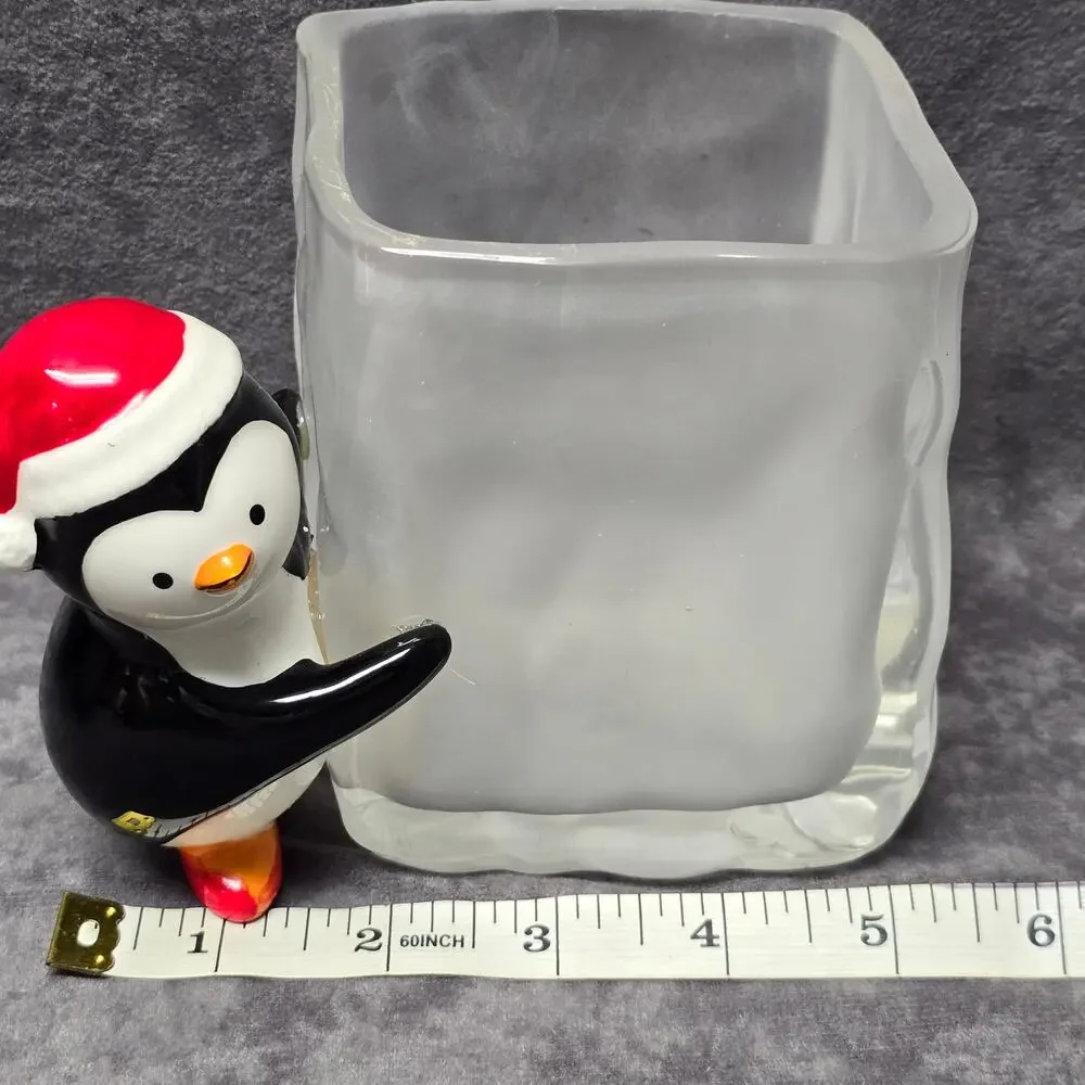 Teleflora Penguin Ice Block Cube Planter Vase Candle Holder / Desk Storage Decor